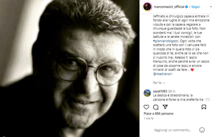 Marco Masini piange l'amico Roberto Bastianoni su Instagram